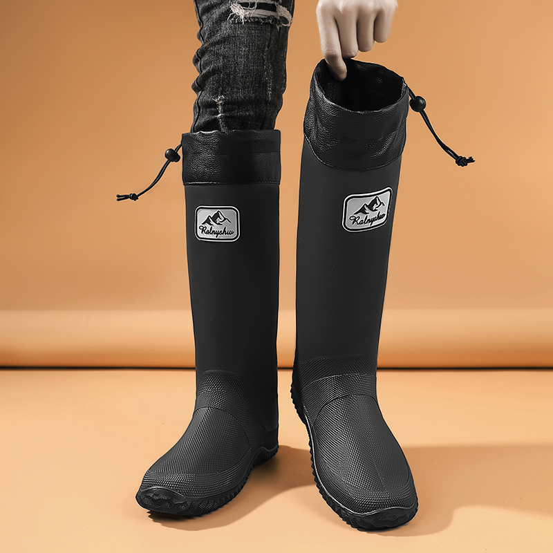 雨鞋男士冬季加绒棉鞋长筒防水防滑雨天工地劳保雨靴户外钓鱼水鞋