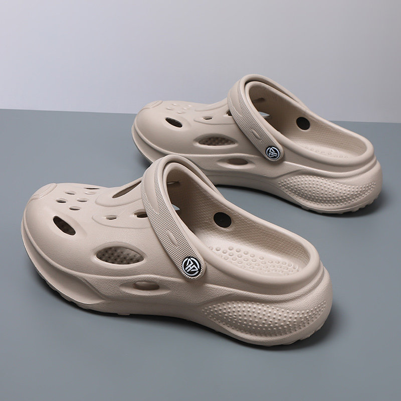 洞洞鞋男2026新款厚底防滑包头半拖鞋上班开车两用踩屎感沙滩凉拖