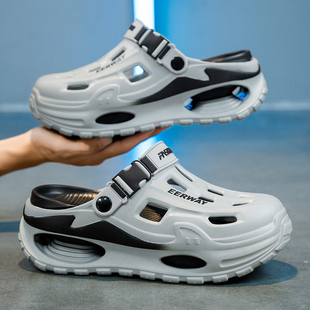 洞洞鞋 男士 夏季 外穿防滑踩屎感厚底增高休闲开车两用漂流沙滩凉鞋