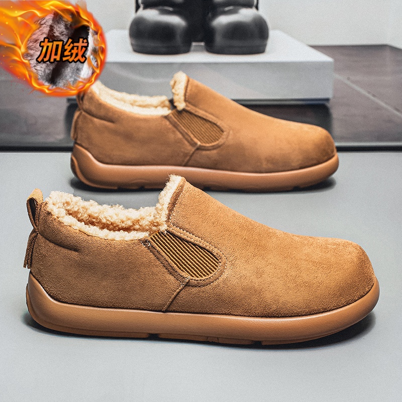 勃肯男鞋冬季加绒加厚防寒棉鞋男士一脚蹬软底工作上班保暖穆勒鞋