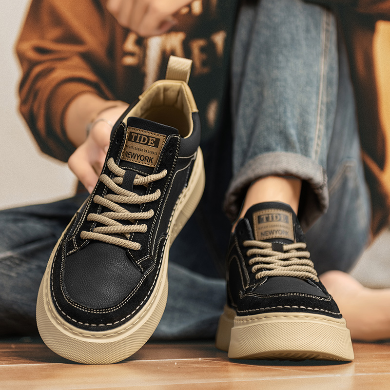 男鞋2025年新款秋冬百搭工装板鞋厚底休闲皮鞋复古英伦增高马丁靴