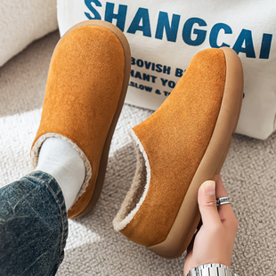 勃肯棉拖鞋男款冬季居家厚底防滑加厚加绒保暖防寒一脚蹬全包棉鞋