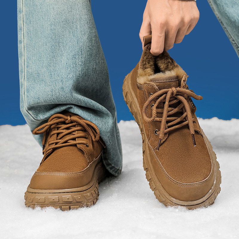 东北雪地靴2025新款冬季男士复古皮毛一体加绒加厚轮胎底抗寒棉鞋
