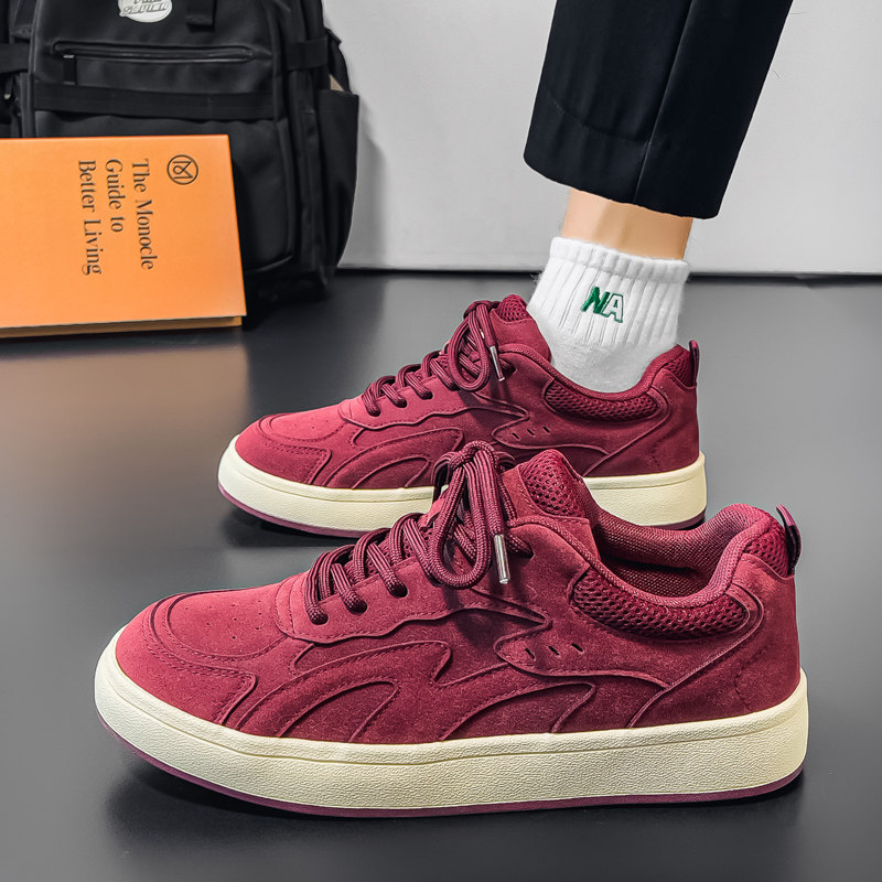 板鞋男鞋子2026新款冬季小众学生厚底增高面包鞋休闲百搭红色潮鞋,流行男鞋,单鞋,淘宝优惠券,粉丝福利购,淘宝优惠卷