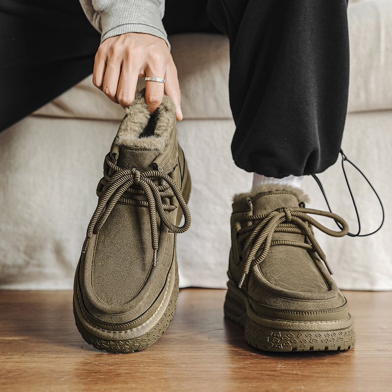 雪地靴男2025新款冬季皮毛一体棉靴加绒加厚保暖防滑防水东北棉鞋