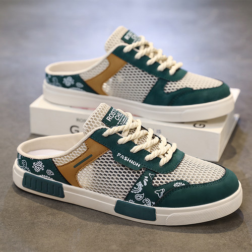 包头半拖鞋男夏季网面运动板鞋防滑防臭开车凉鞋大码46沙滩凉拖47