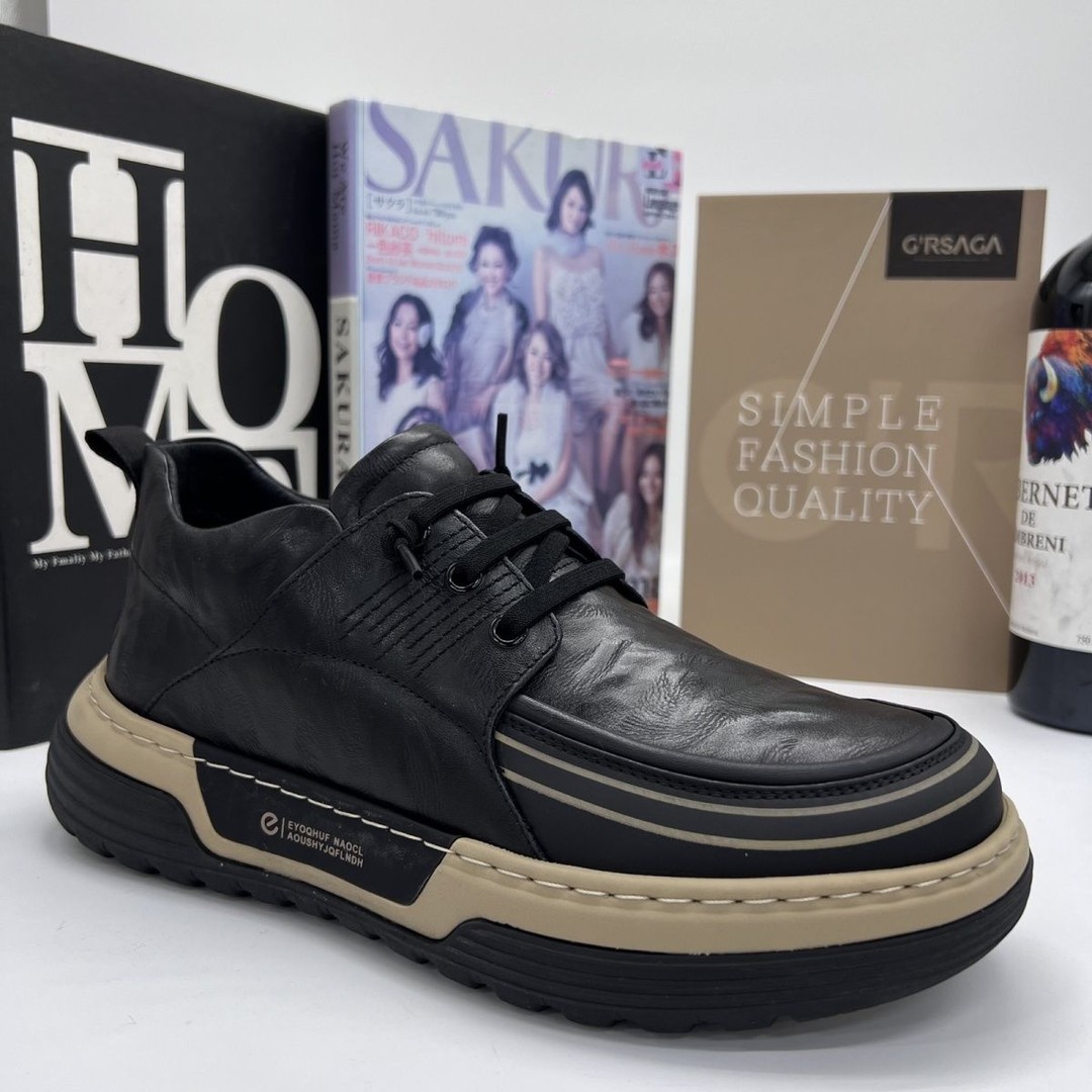 男鞋冬季2025新款商务正装英伦风休闲皮鞋防水厚底增高加绒二棉鞋