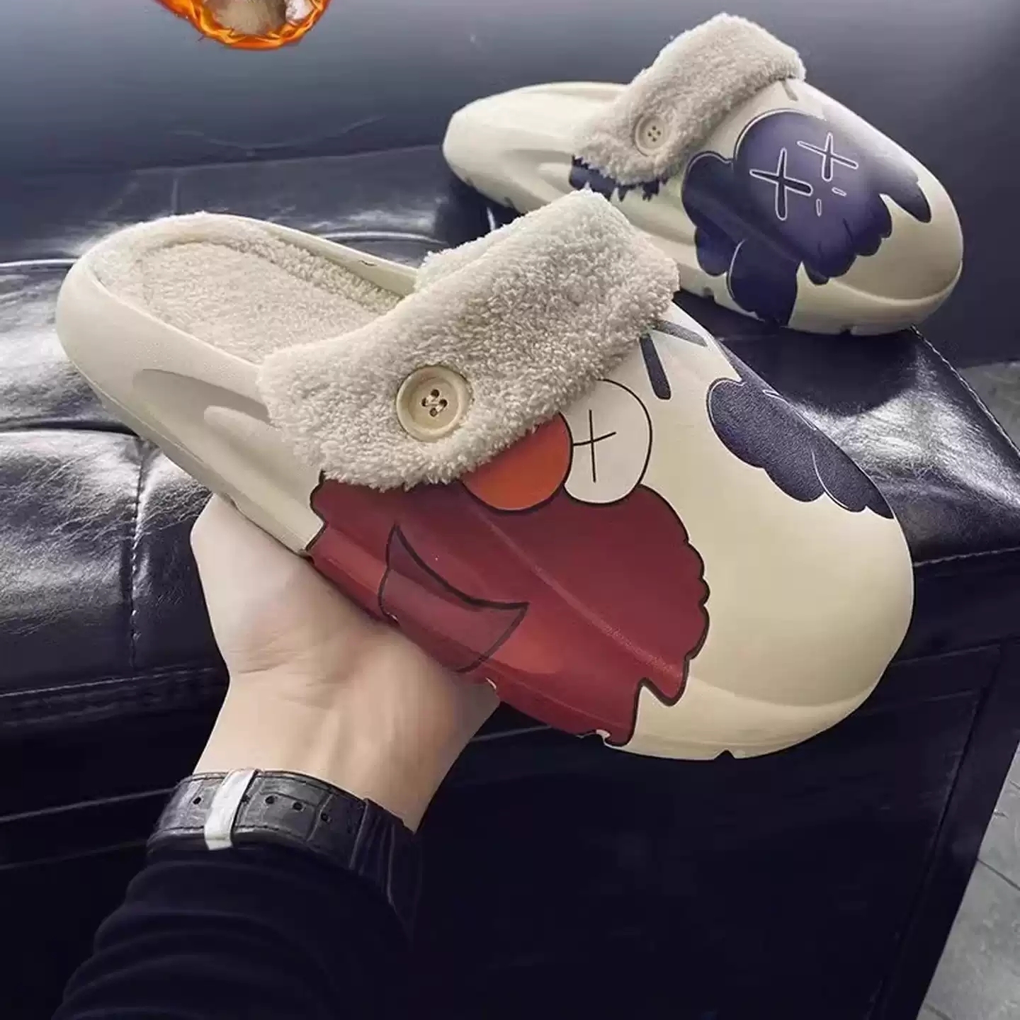 棉拖鞋男款冬季加绒加厚保暖家用情侣款高颜值可拆卸外穿防水棉鞋