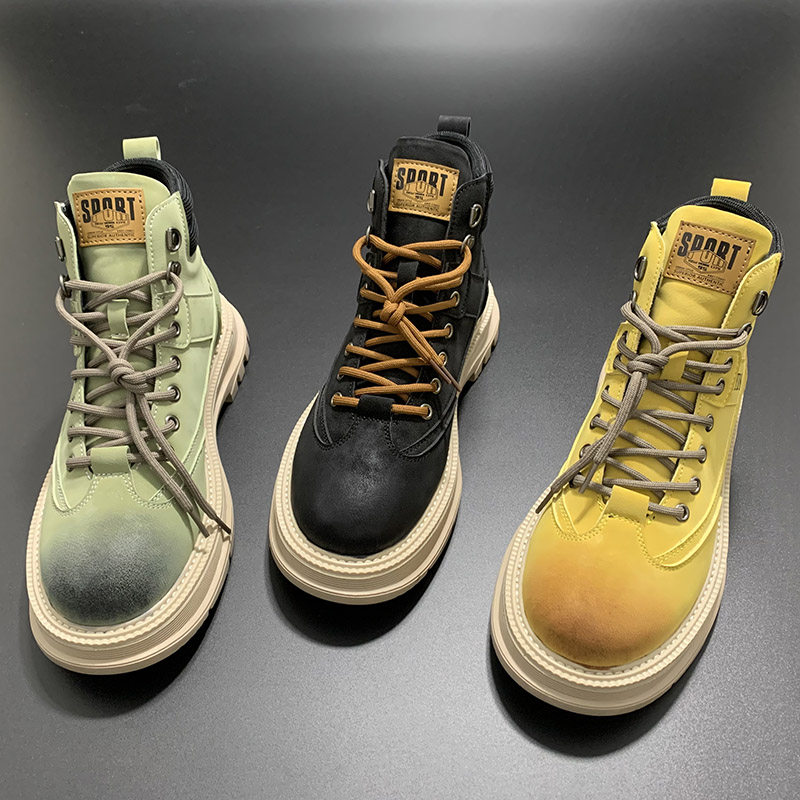 MARTIN BOOTS MENS 2024 NEW WINTER FLEECE COTTON SHOES HIGH TOP CARGO BOOTS CASUAL MENS HEIGHTENED BRITISH LEATHER SHOES