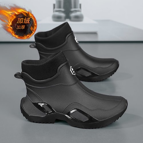 雪地靴男士冬加绒保暖棉鞋户外钓鱼防水防滑雨鞋外卖骑手专用水鞋