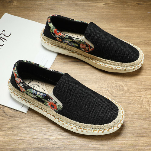 老北京布鞋男款冬季男鞋透气软底千层底一脚蹬休闲运动轻便懒汉鞋