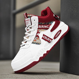 帆布高帮男鞋2026新款春季学生大码45板鞋休闲运动厚底增高小白鞋