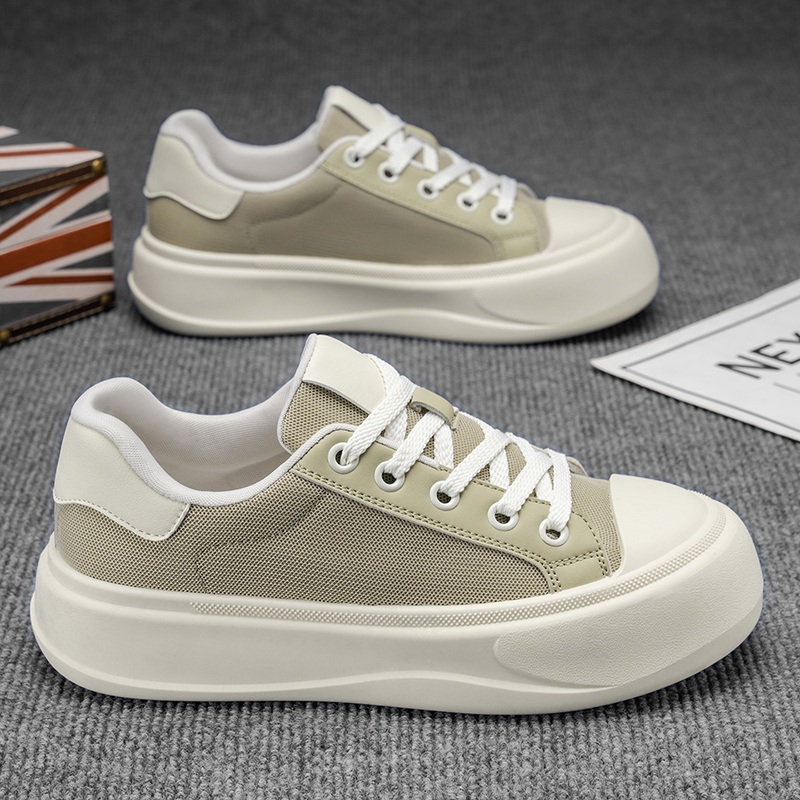 男鞋2025新款秋冬百搭休闲大头鞋厚底增高面包帆布鞋运动学生板鞋