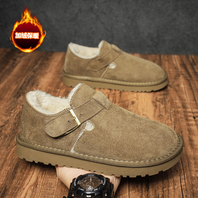 雪地靴男款冬季加绒加厚保暖勃肯鞋皮毛一体零下40度防寒穆勒棉鞋