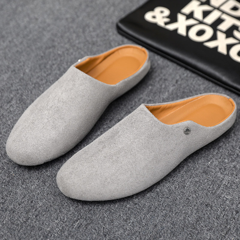 老钱风穆勒拖鞋男款办公室慵懒一脚蹬男士包头勃肯大码46软底半拖,流行男鞋,包头拖,淘宝优惠券,粉丝福利购,淘宝优惠卷