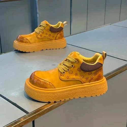 欧洲站男鞋冬季休闲百搭潮牌真皮低帮板鞋男士运动厚底增高大黄靴