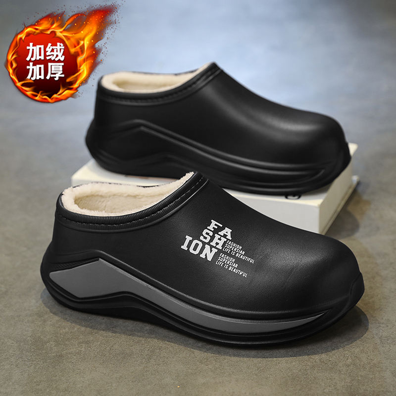 棉拖鞋男2025新款冬季厚底防滑包头拖鞋男士加绒保暖懒人包跟棉鞋