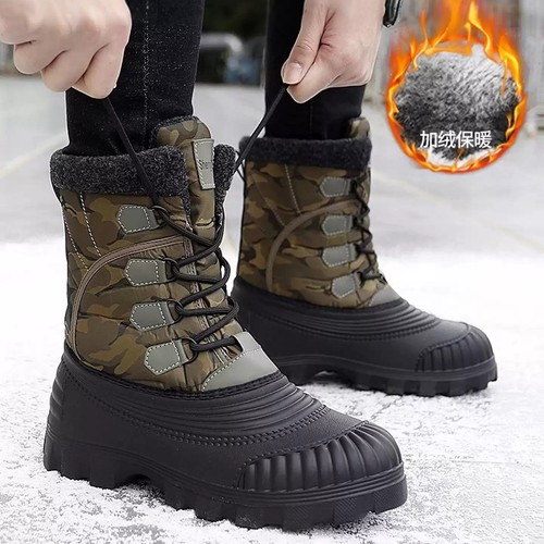 俄罗斯雪地靴男款冬季东北加绒加厚保暖大棉鞋户外登山高帮防寒鞋
