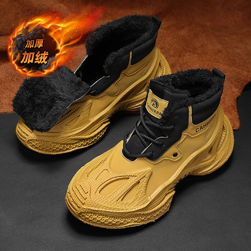 高帮男鞋冬季加绒加厚保暖防寒雪地靴青少年户外休闲百搭椰子棉鞋