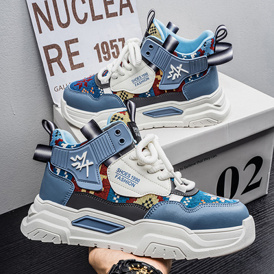 高帮男鞋2025新款冬季潮牌百搭厚底运动鞋青少年中帮增高老爹潮鞋