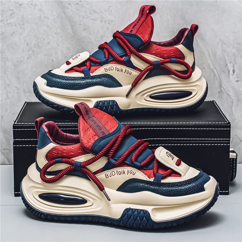 莆田男鞋冬季休闲百搭小众设计感运动鞋男士跑步增高减震老爹潮鞋