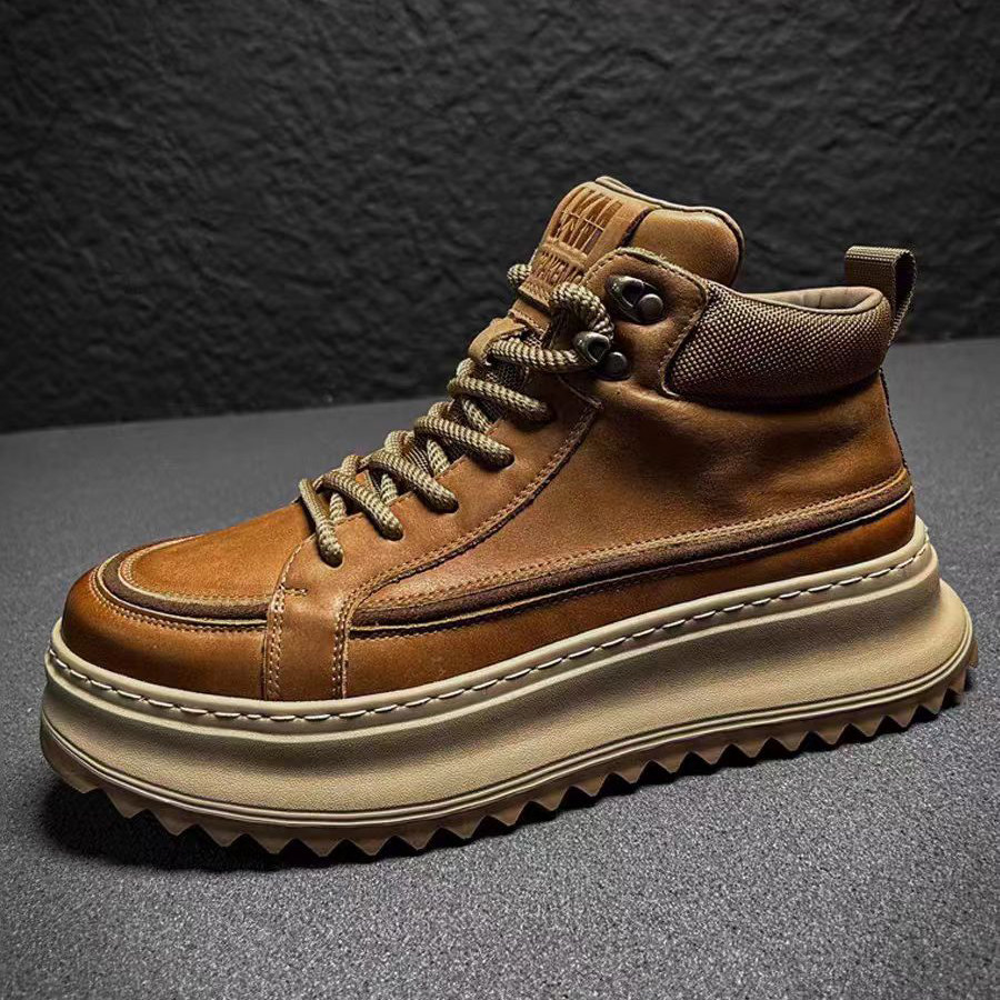 高帮马丁靴男冬季2025新款加绒真皮厚底高级感机车靴防水雪地棉鞋