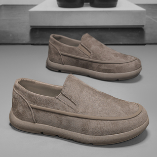 男鞋2026新款春季防滑工作软底休闲勃肯鞋百搭运动一脚蹬翻毛皮鞋