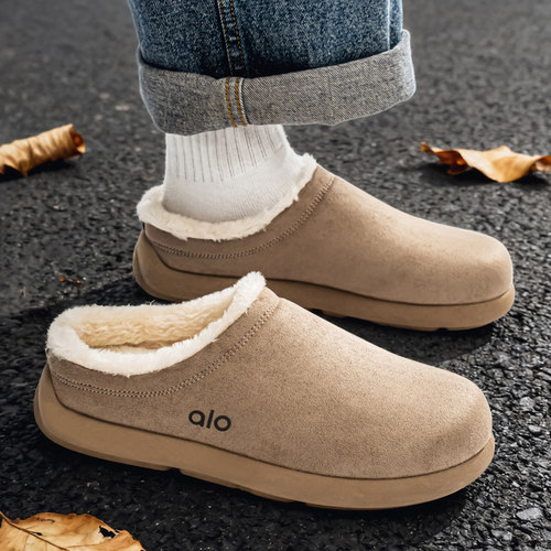 勃肯鞋男冬季休闲复古百搭板鞋男士上班工作加绒保暖软底包头棉鞋