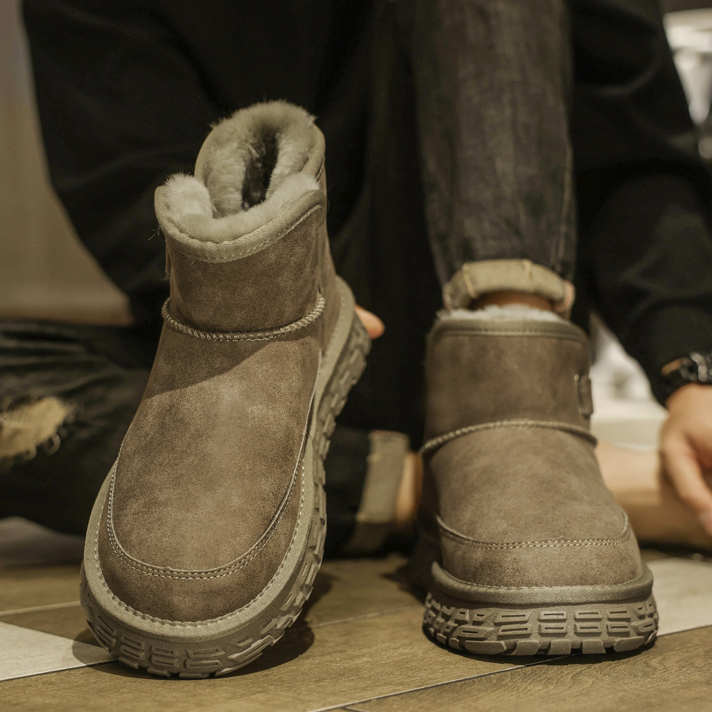 雪地靴男冬季2025新款东北加绒加厚男士皮毛一体防寒保暖高帮棉鞋