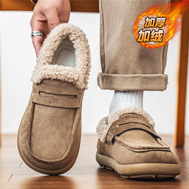 雪地靴男冬季加绒加厚皮毛一体棉鞋男士勃肯鞋保暖防寒小众穆勒鞋