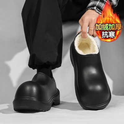 包跟棉拖鞋男款冬季加绒保暖防滑棉鞋居家户外男士防滑大头德比鞋