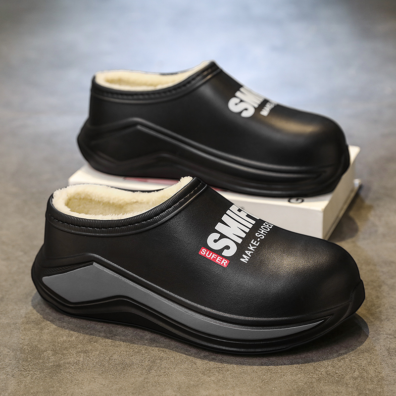 棉拖鞋男2025新款冬季加绒保暖雪地棉鞋居家外穿防水防滑包跟拖鞋