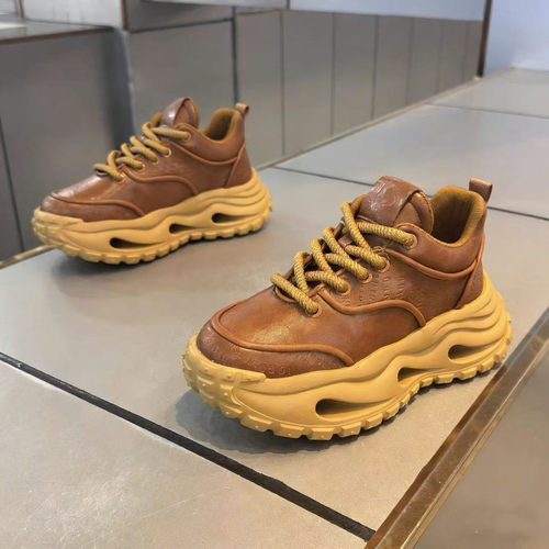 男鞋2025新款冬季潮流百搭运动鞋男士跑步休闲小众真皮增高老爹鞋