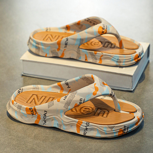 夏季 拖鞋 人字拖男款 外穿防滑夹脚休闲男士 厚底大码 46海边沙滩凉鞋