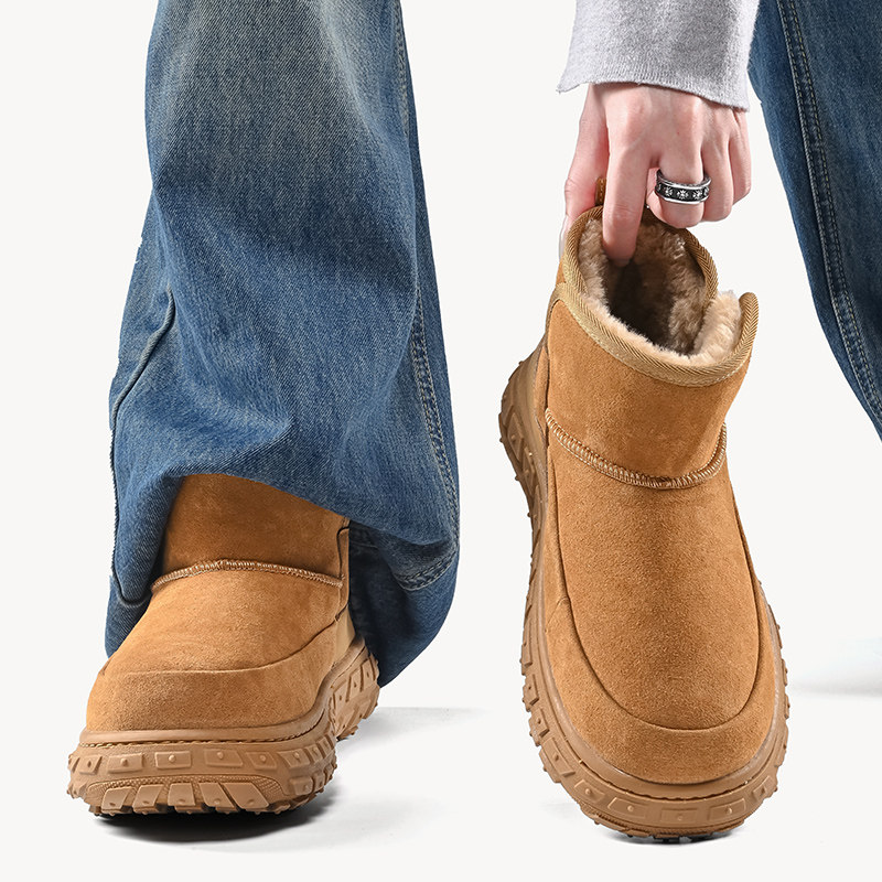 桑坡雪地靴男2025新款冬季皮毛一体防寒零下40度加绒加厚保暖棉鞋