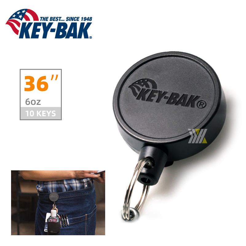 美国KEY-BAK伸缩防丢安全钥匙扣自动快速回弹伸缩钥匙圈钥匙链