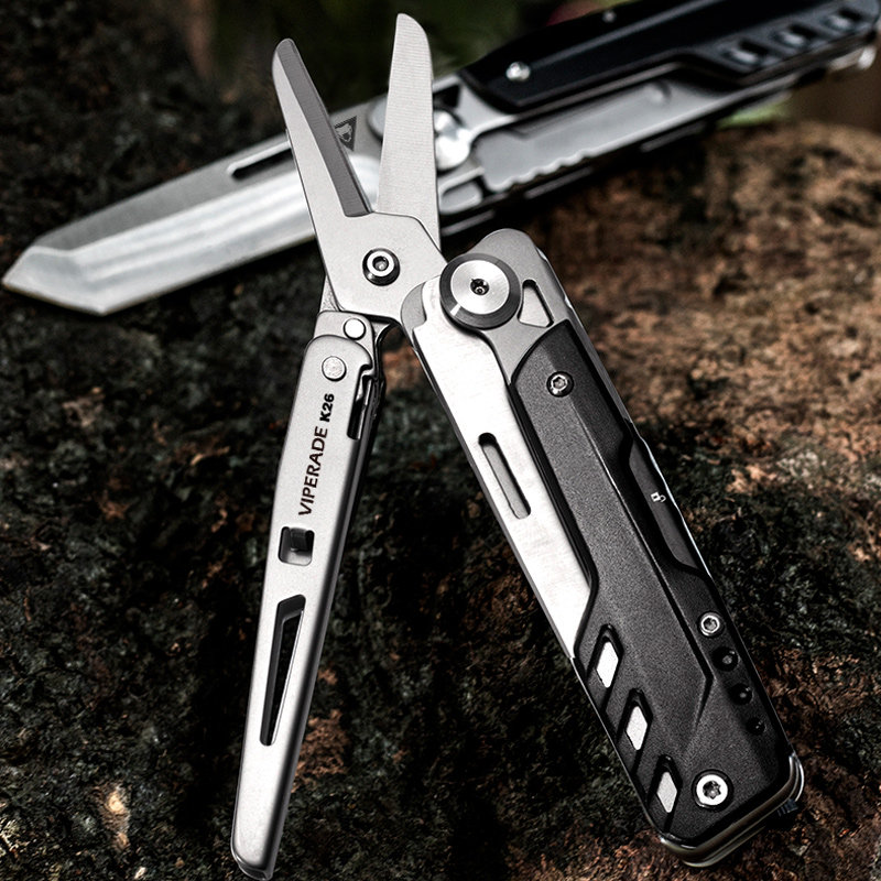 蝰蛇 k26户外渔猎多功能随身钓鱼装备剪刀小刀破窗锤应急组合工具