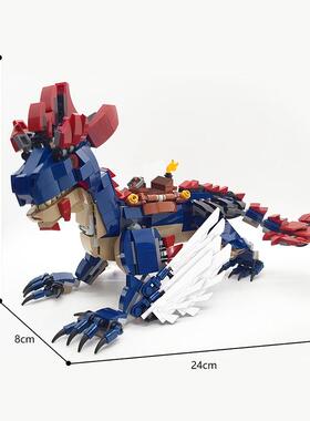 兼容某高MOC-106666方舟生存进化恐龙岩石龙摆件玩具积木模型益智