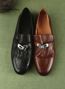 ROROMA 意大利水洗马皮中古马衔扣乐福鞋雅痞老钱风格锁扣乐福鞋