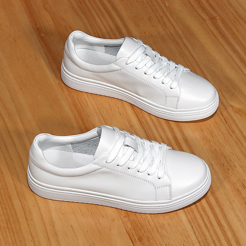 头层牛皮小白鞋女2025新款春秋爆款真皮厚底百搭女鞋女款休闲板鞋