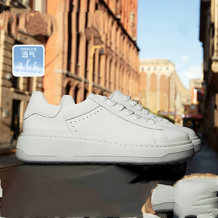 雷军同款厚底小白鞋子男鞋透气2025新款板鞋夏皮面休闲鞋商务