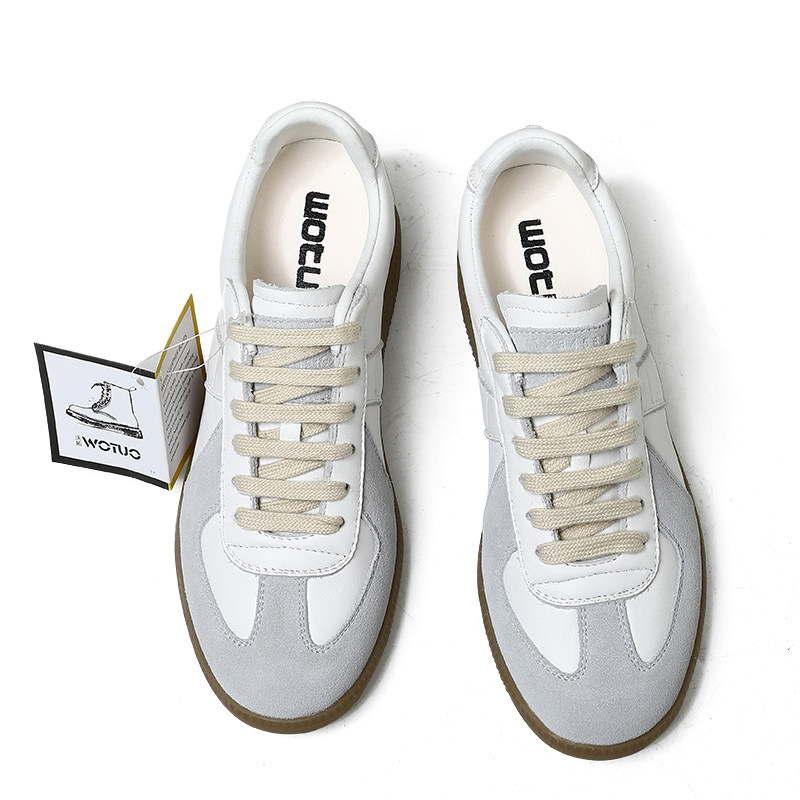 uo德训鞋女内增高5cm复古休闲小白鞋训练鞋百搭牛皮
