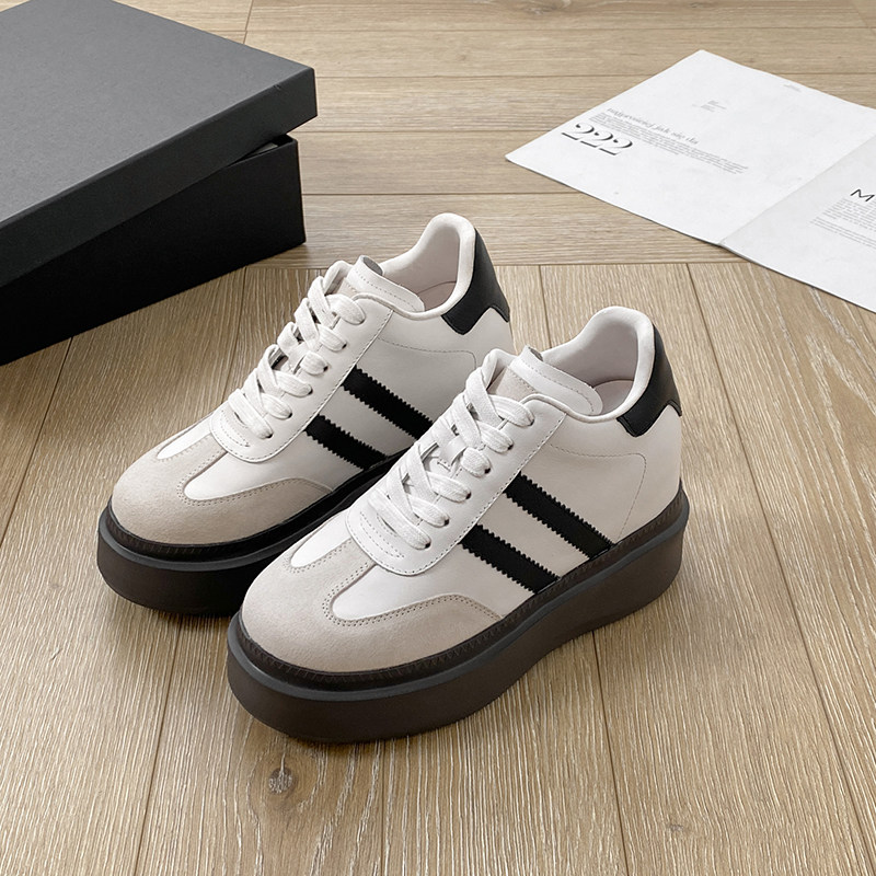 12CM爆款内增高女鞋2024春季新款小个子10厘米厚底休闲德训小白鞋