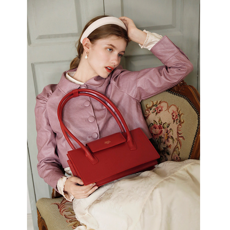 TENNCO原创「风琴包」高级新款婚包双隔层牛皮托特包大容量单肩包