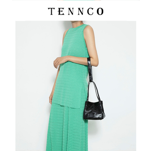 TENNCO真皮编织菜篮子包包2023新款女韩版时尚头层牛皮手提斜挎包