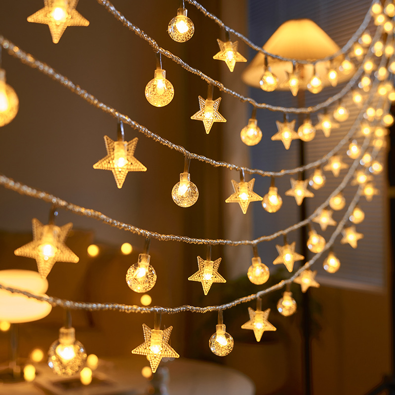 星星灯LED太阳能灯串节日彩灯小夜灯户外露营帐篷圣诞装饰灯