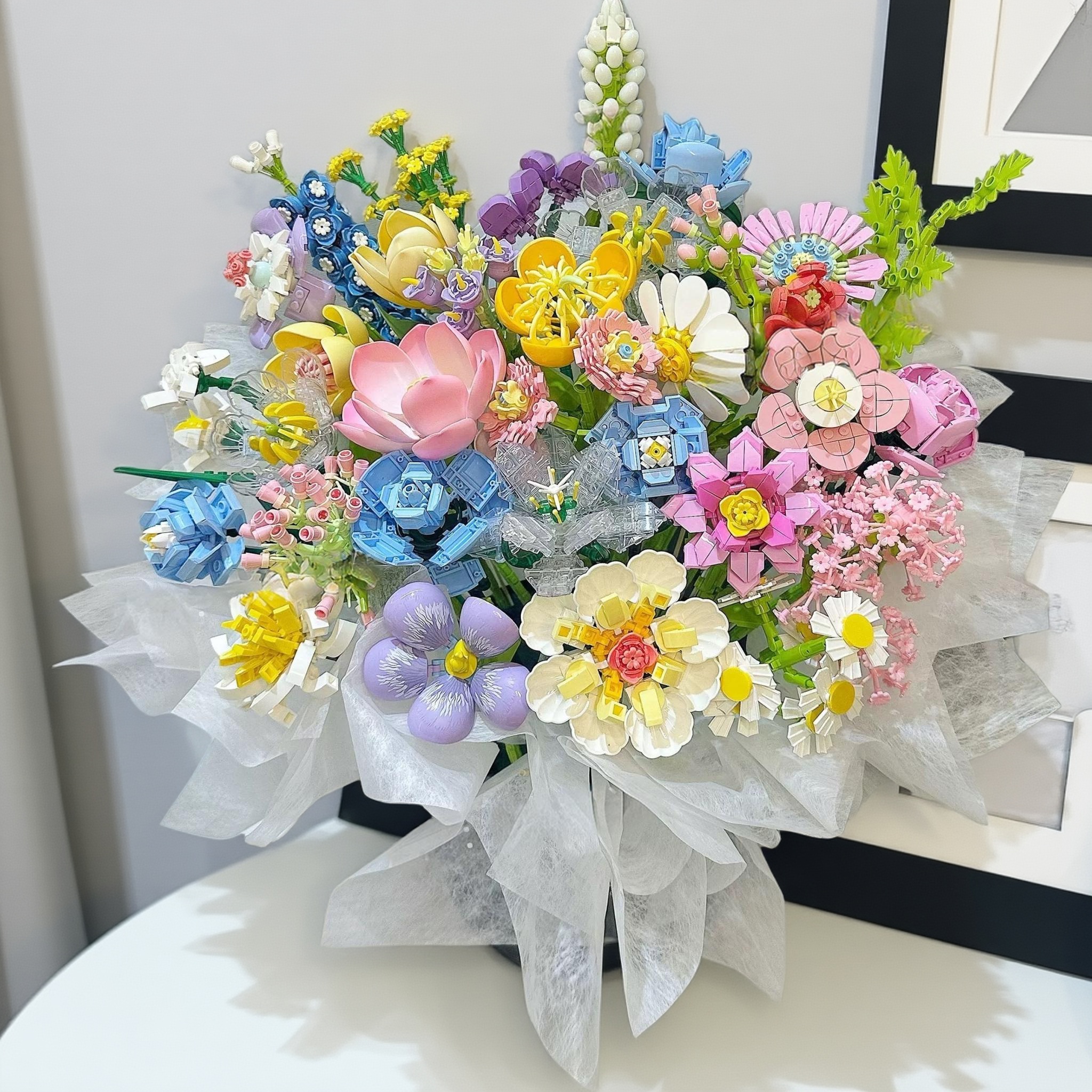 积木花束拼装永生玫瑰女生礼物