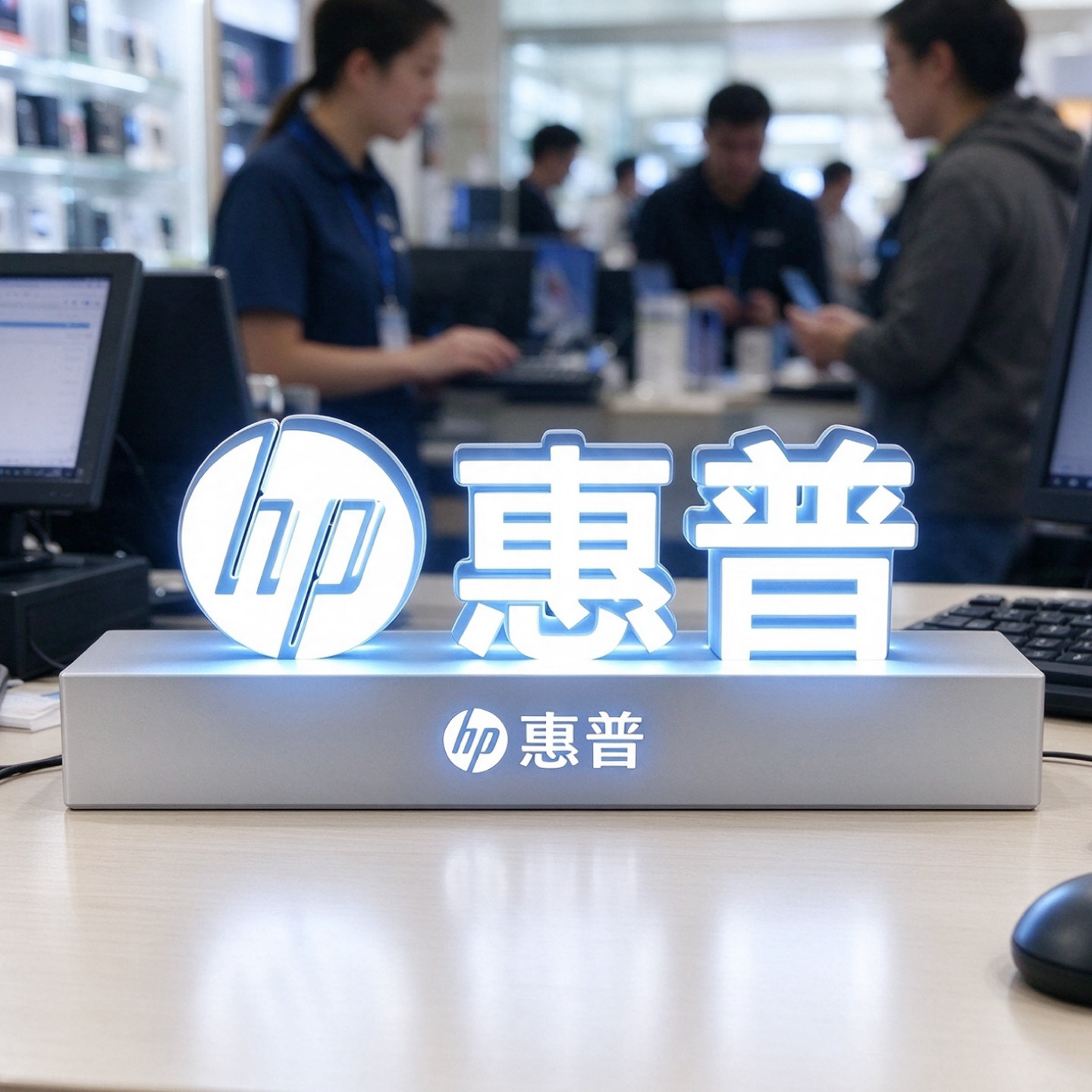 定制电脑专卖店维修店桌面立式迷你字发光字招牌立体发光广告招牌