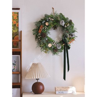 圣诞节花环纯手工门挂装 饰品DIY自制真树鲜活圣诞礼物摆件雪花松