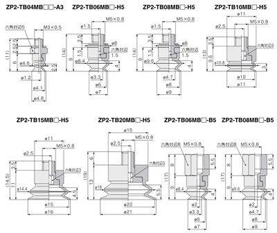 真空吸盘G-P2-TB15MBN-H5 G-P2-TB06 08 04 10 20MBS/MBN-H5吸嘴